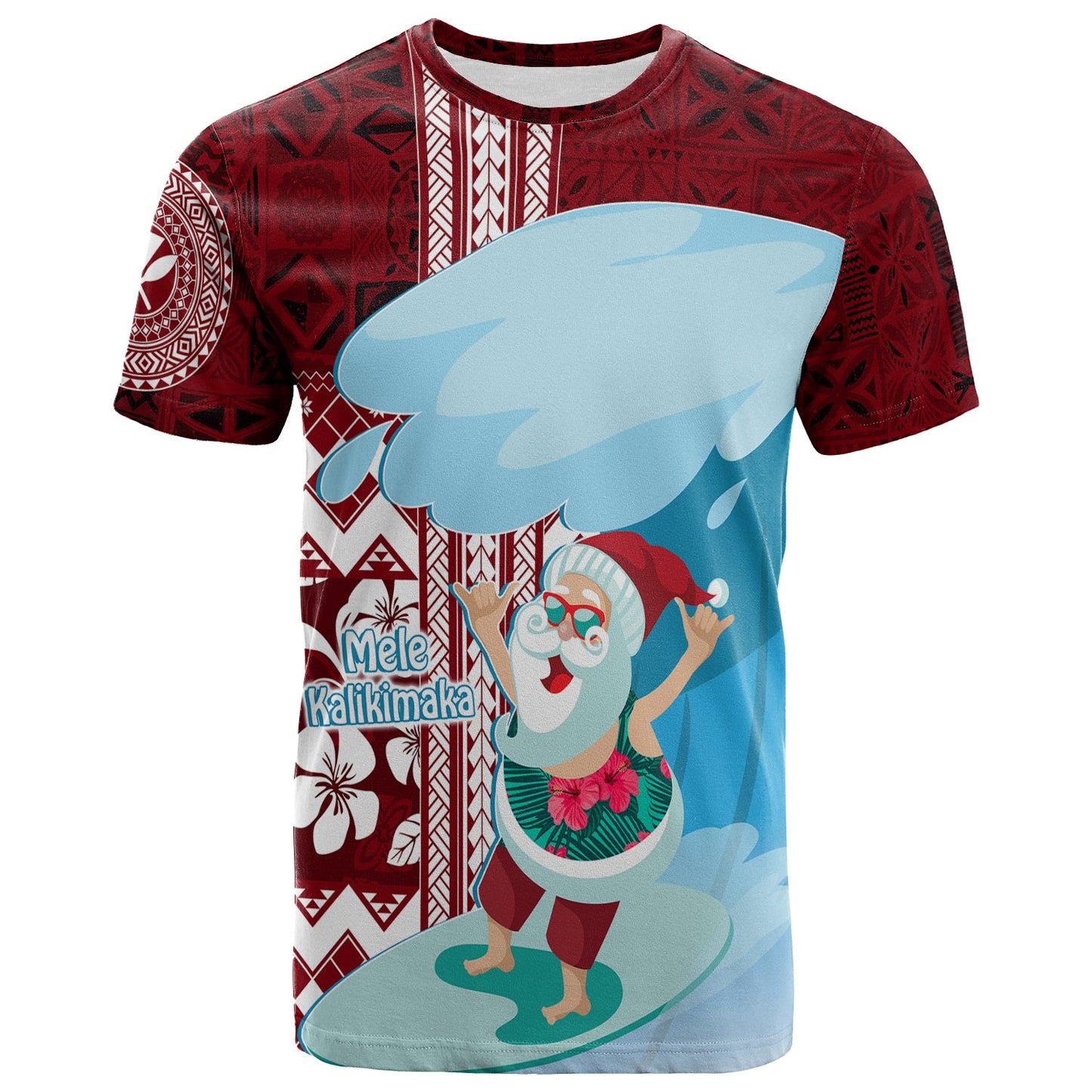 Hawaii Christmas Surfing Santa Claus Mele Kalikimaka T Shirt