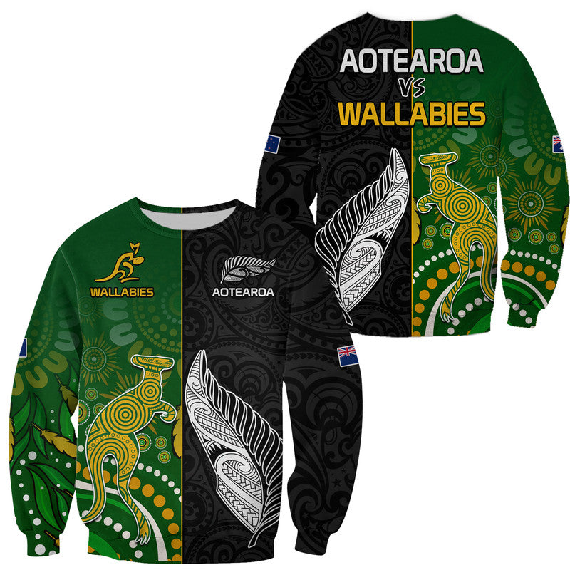 Aotearoa Rugby All Black Combine Australia Wallabies Sweater Aboriginal Kangaroo And Maori Fern