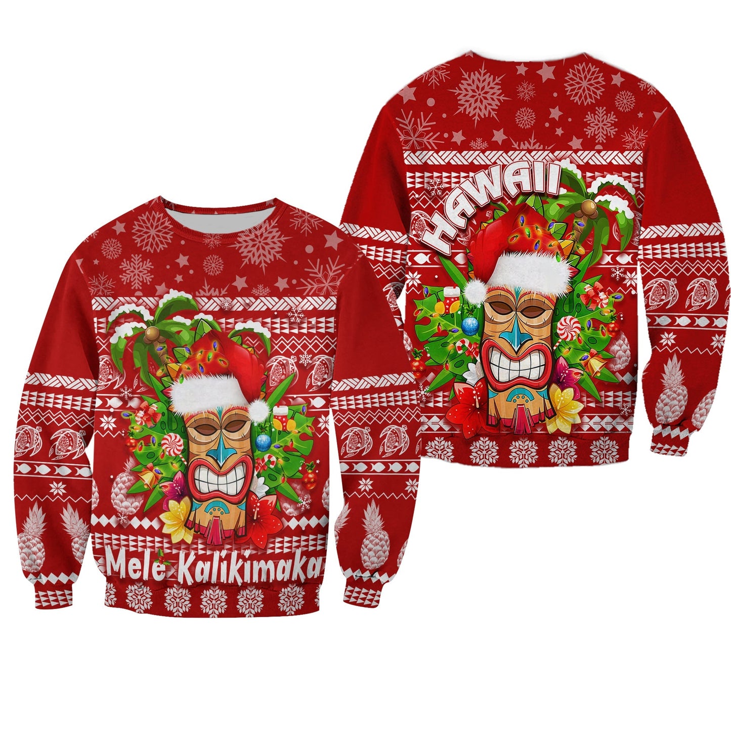 Hawaii Christmas Sweatshirt Mele Kalikimaka Tiki