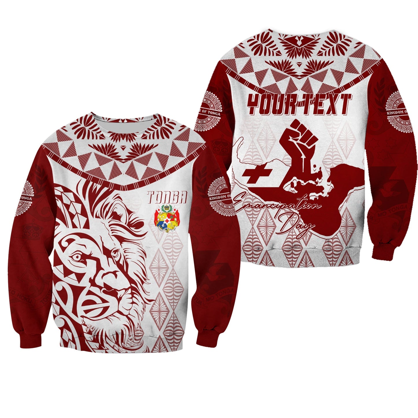 Tonga Personalised Sweatshirt Emancipation Day Lion Style
