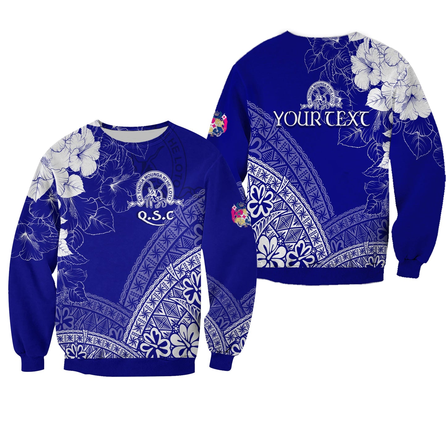 Custom Personalize Tonga Kolisi Kuini Salote Sweatshirt QSC Floral Tapa