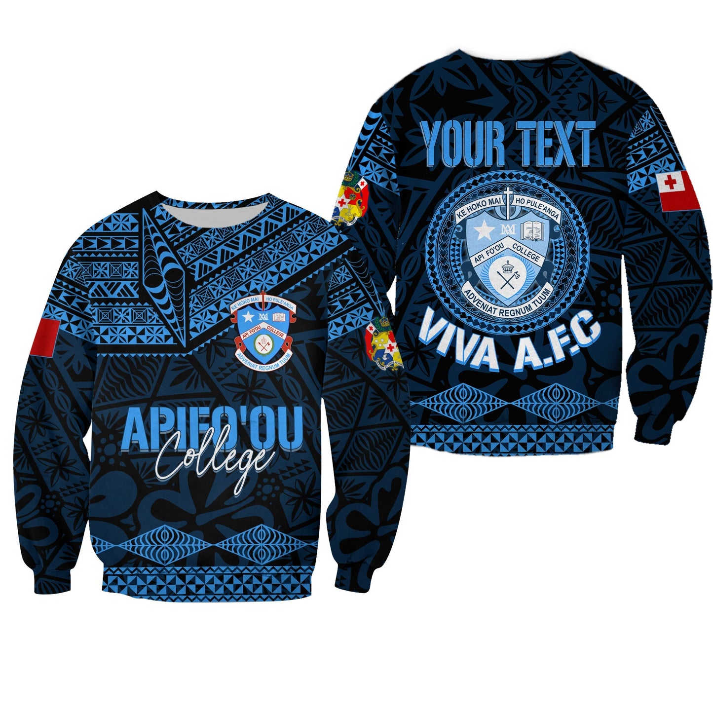 Personalised Tonga Apifo'ou College Sweatshirt Viva AFC Black