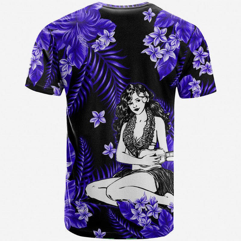 Hawaii Summer Colorful Hula Girl T Shirt Dark Blue