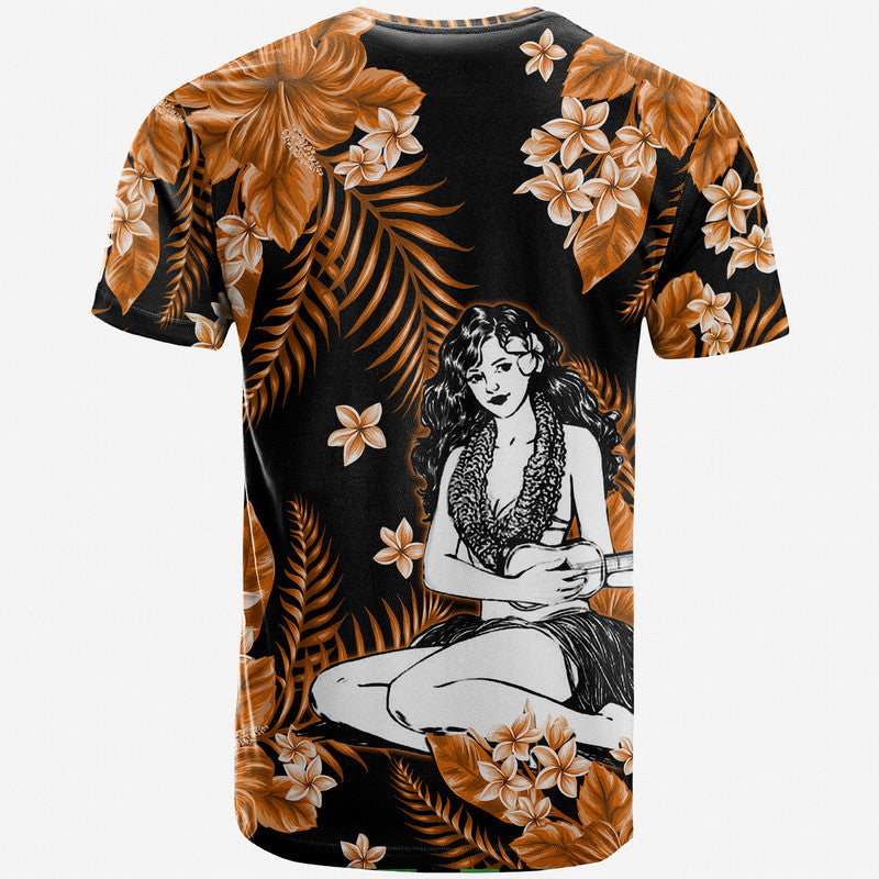 Hawaii Summer Colorful Hula Girl T Shirt Orange