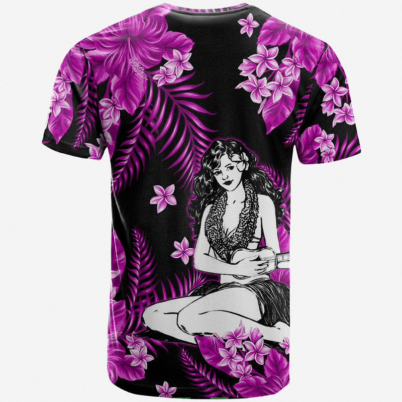 Hawaii Summer Colorful Hula Girl T Shirt Purple
