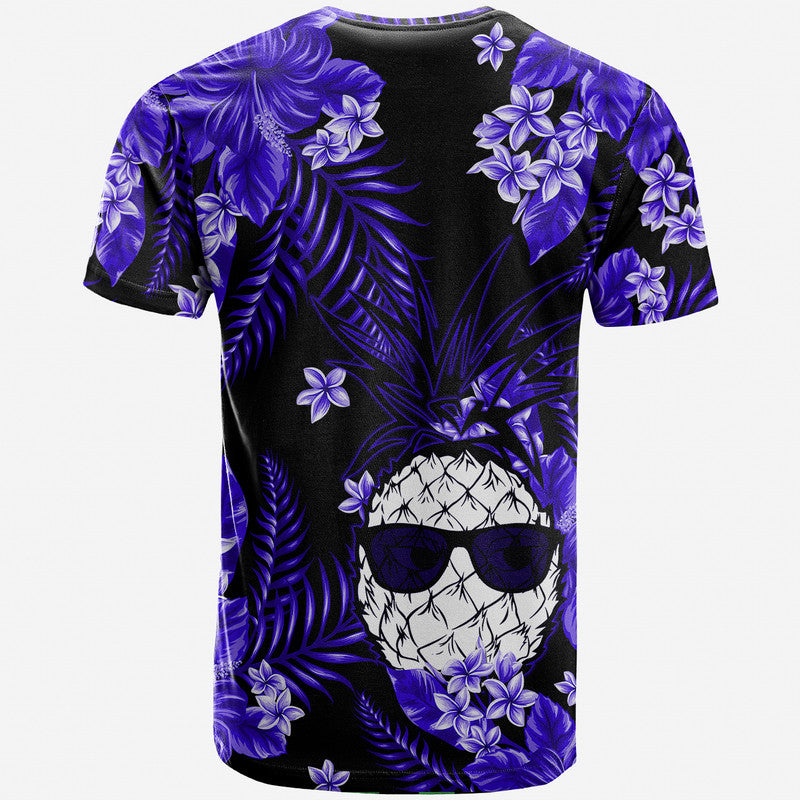 Hawaii Summer Colorful Pineapple T Shirt Dark Blue