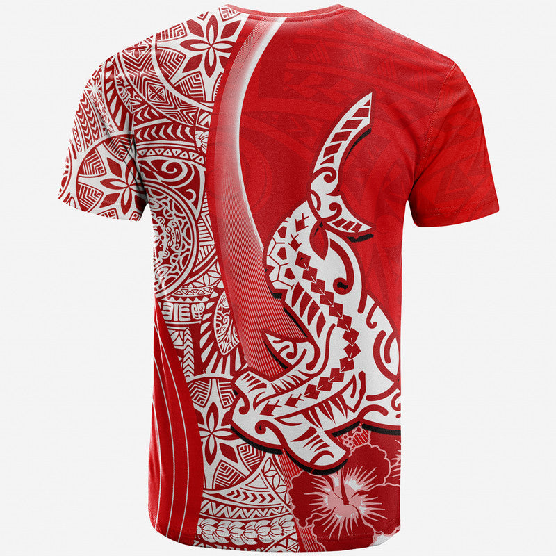 Hawaiian Shark Polynesian T Shirt Vibe Red Style