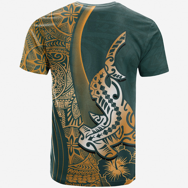 Hawaiian Shark Polynesian T Shirt Vibe Green Style