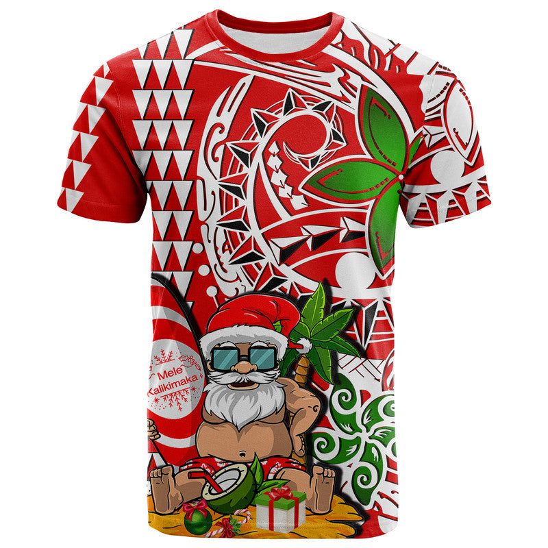 Hawaii Mele Kalikimaka Santa Claus Beach T Shirt