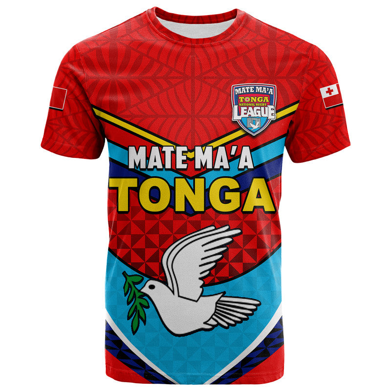 Tonga Mate Ma'A Rugby T Shirt Tonga Coat Of Arms Red Shirt