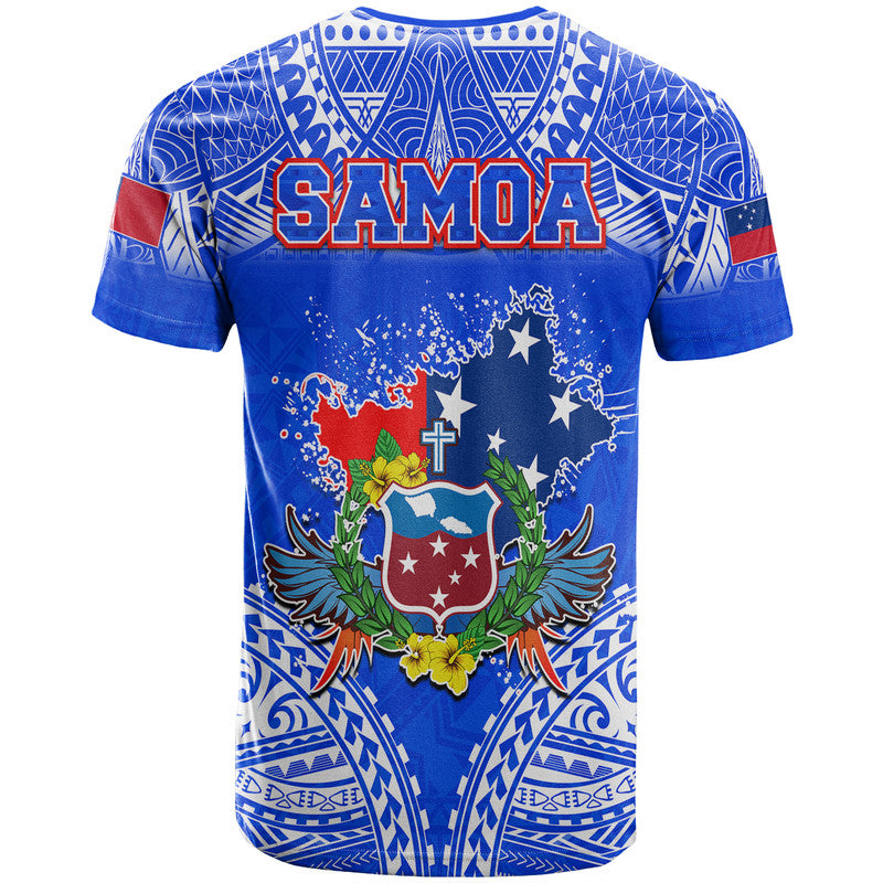 Toa Samoa Polynesian Rugby T Shirt Samoan Flag Blue Color