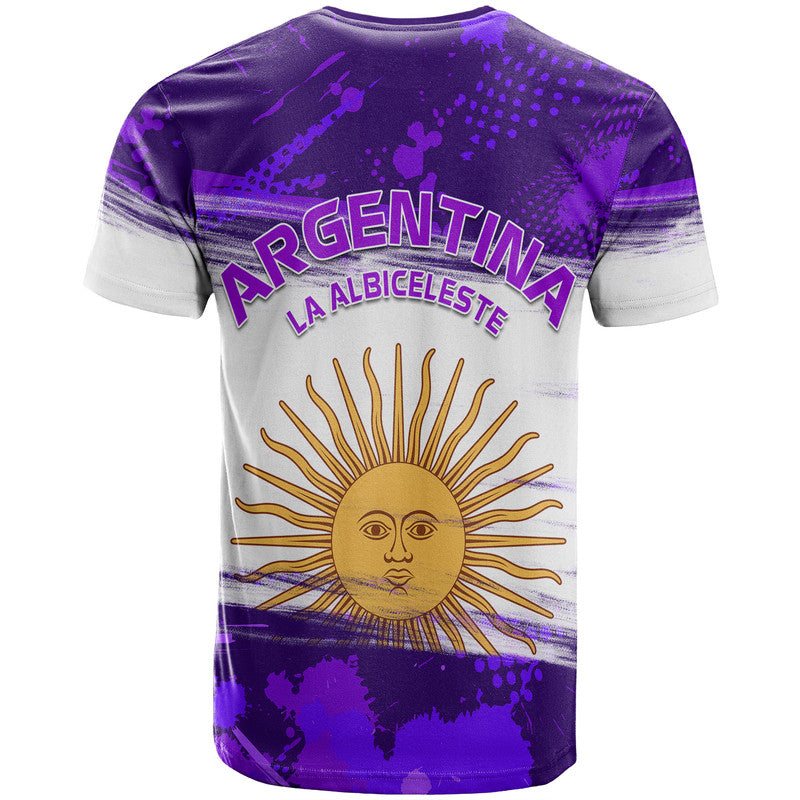 Argentina Sol de Mayo La Albiceleste Flag Style T Shirt Purple