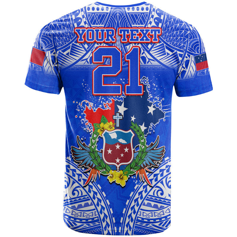 Custom Personalised Toa Samoa Polynesian Rugby T Shirt Samoan Flag Blue Color