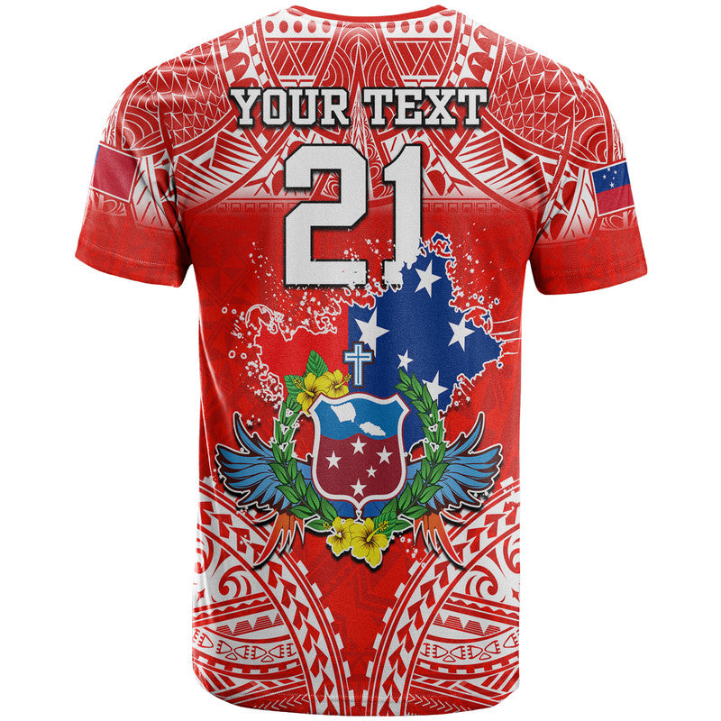 Custom Personalised Toa Samoa Polynesian Rugby T Shirt Samoan Flag Red Color