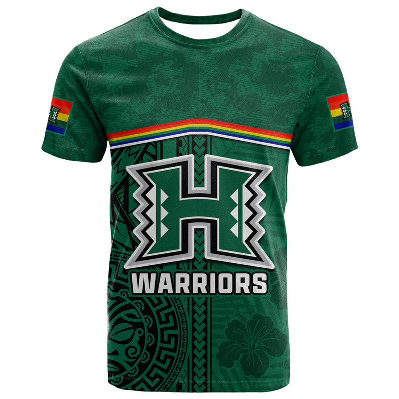 Hawaii Warriors Football T Shirt Polynesian Palm And Hibiscus