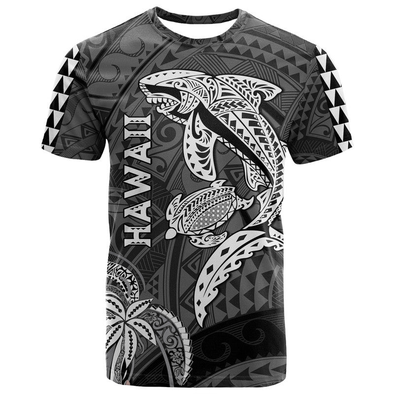 Hawaii T Shirt Shark and Turtle Mix Kakau