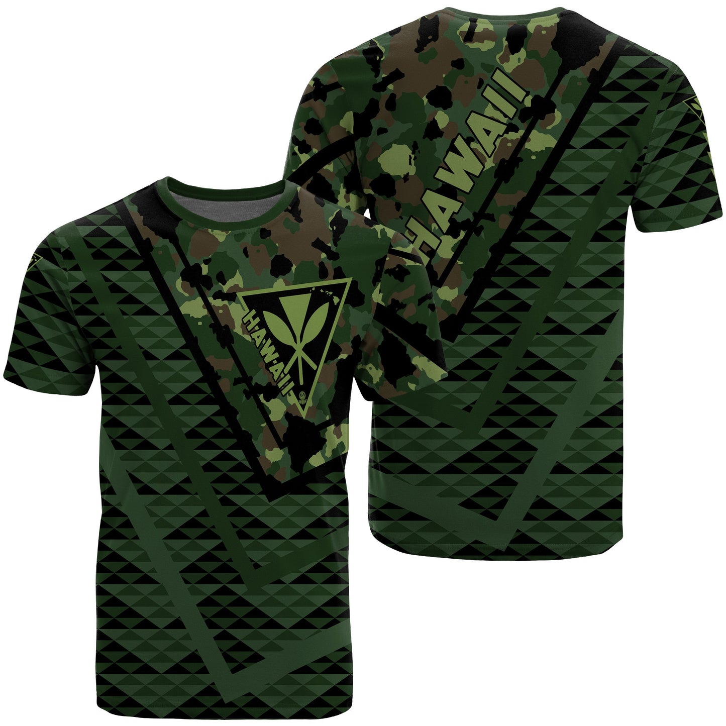 Hawaii Army Niho Mano T-Shirt - Camo Map - Ah