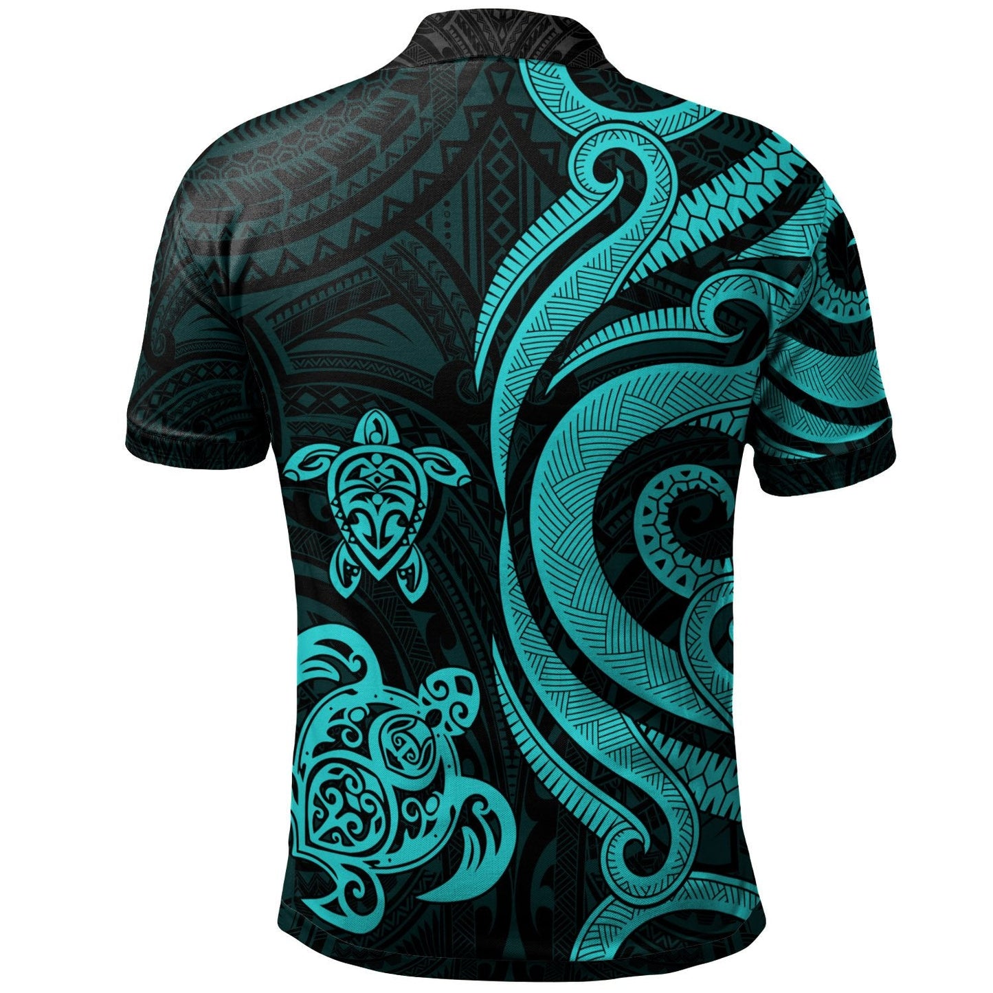 Guam Polynesian Polo Shirt - Turquoise Tentacle Turtle