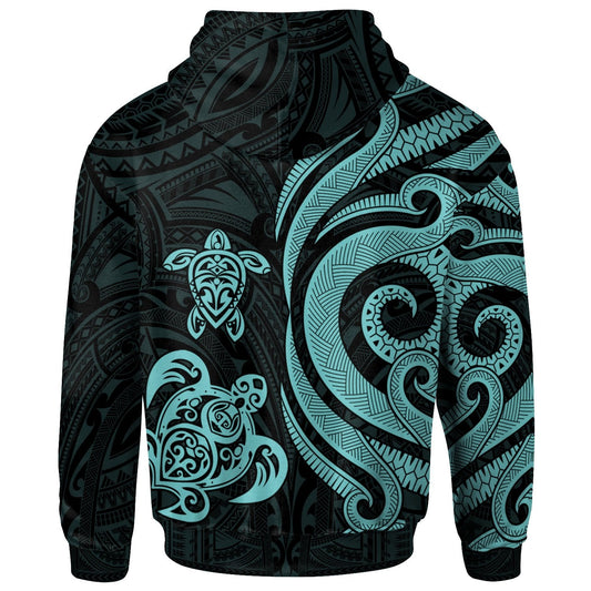 Yap Polynesian Hoodie Turquoise Tentacle Turtle