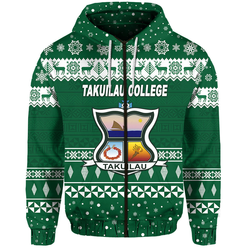 ( Personalised) Takuilau College Christmas Zip Hoodie Simple Style