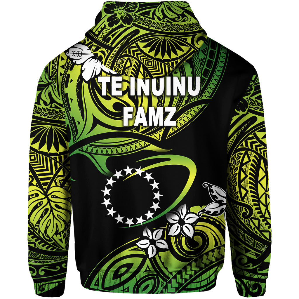 TE INUINU FAMZ Cook Islands Rugby Hoodie Unique Vibes Green