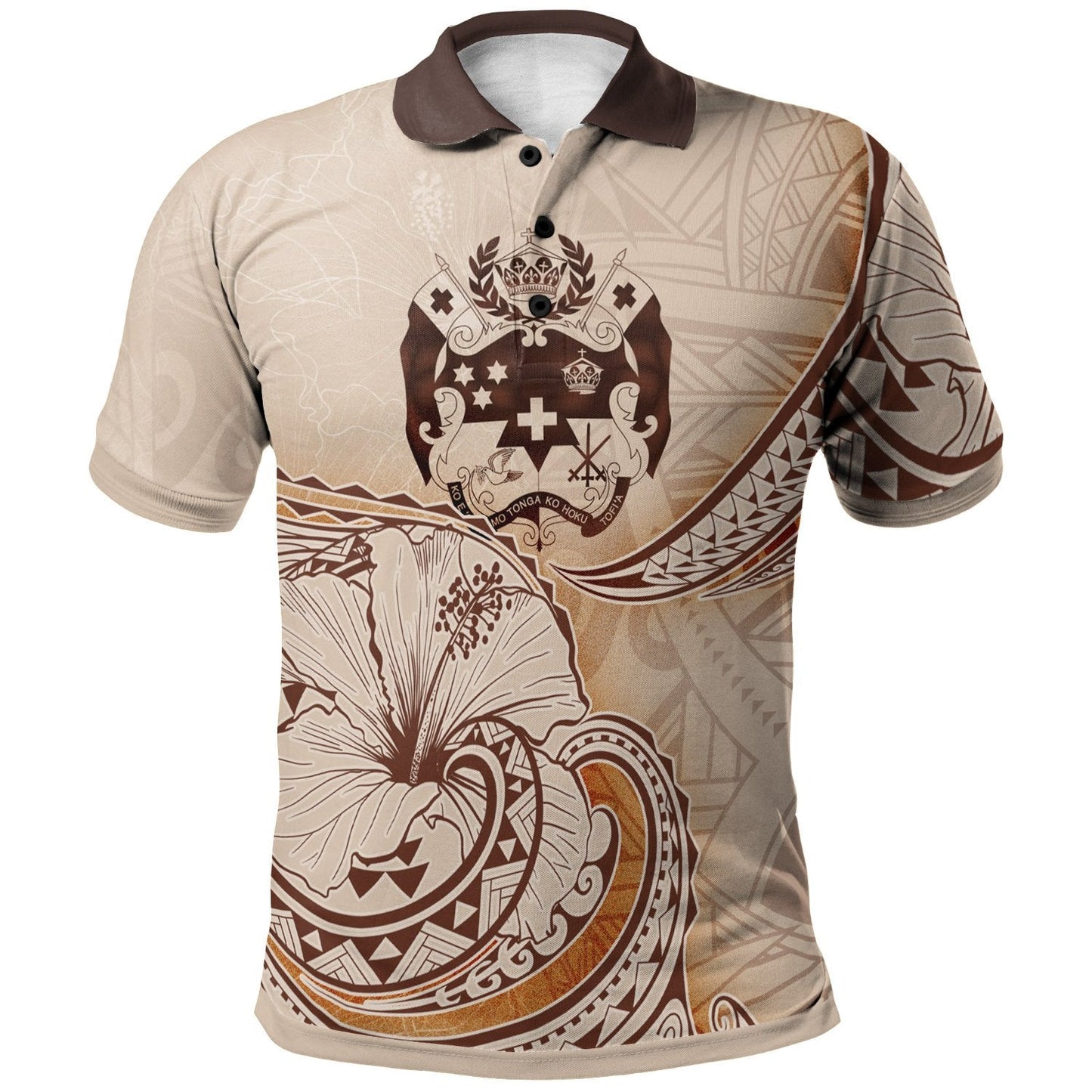 Tonga Polo Shirt - Hibiscus Flowers Vintage Style