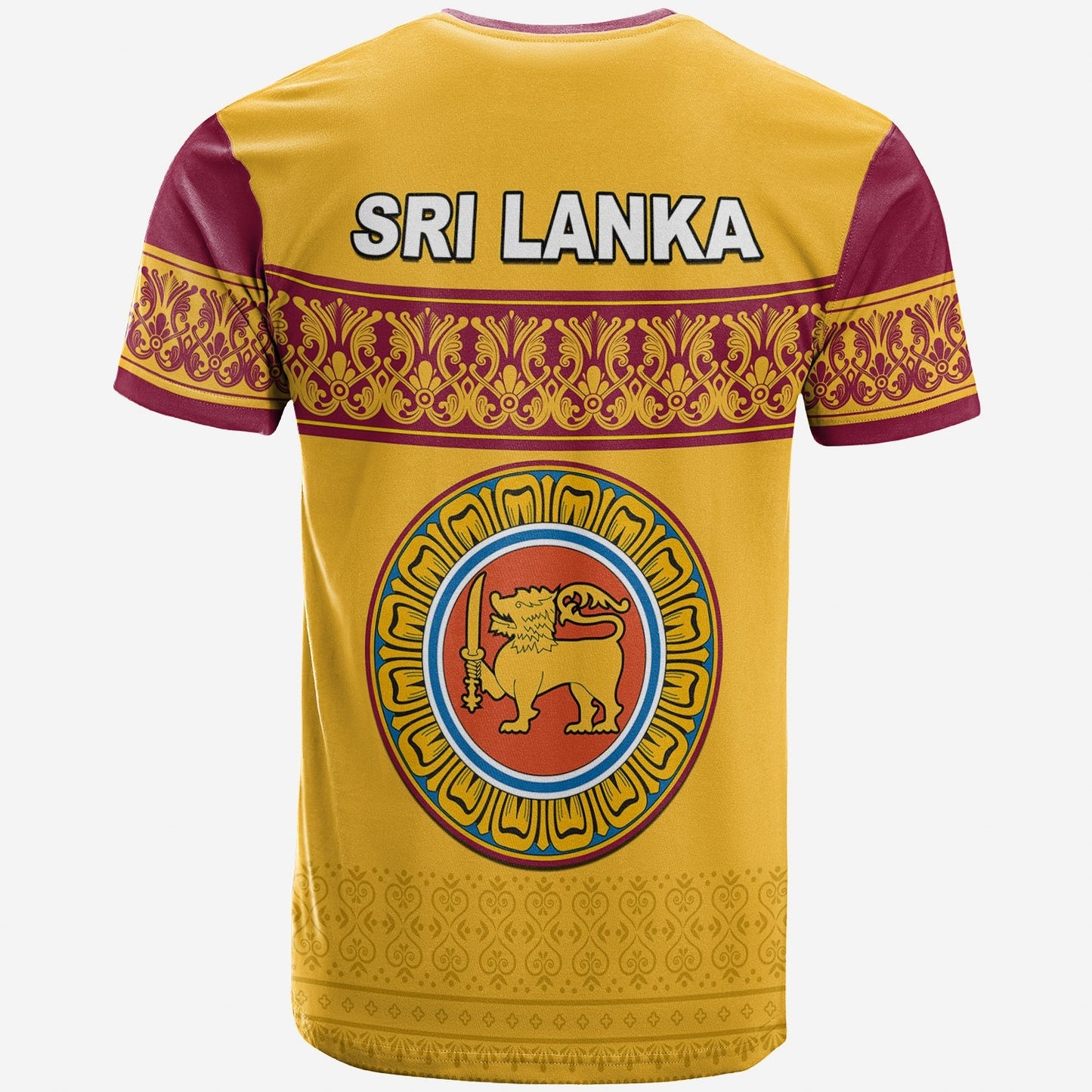 Sri Lanka T Shirt Traditional Pattern and Lion Flag