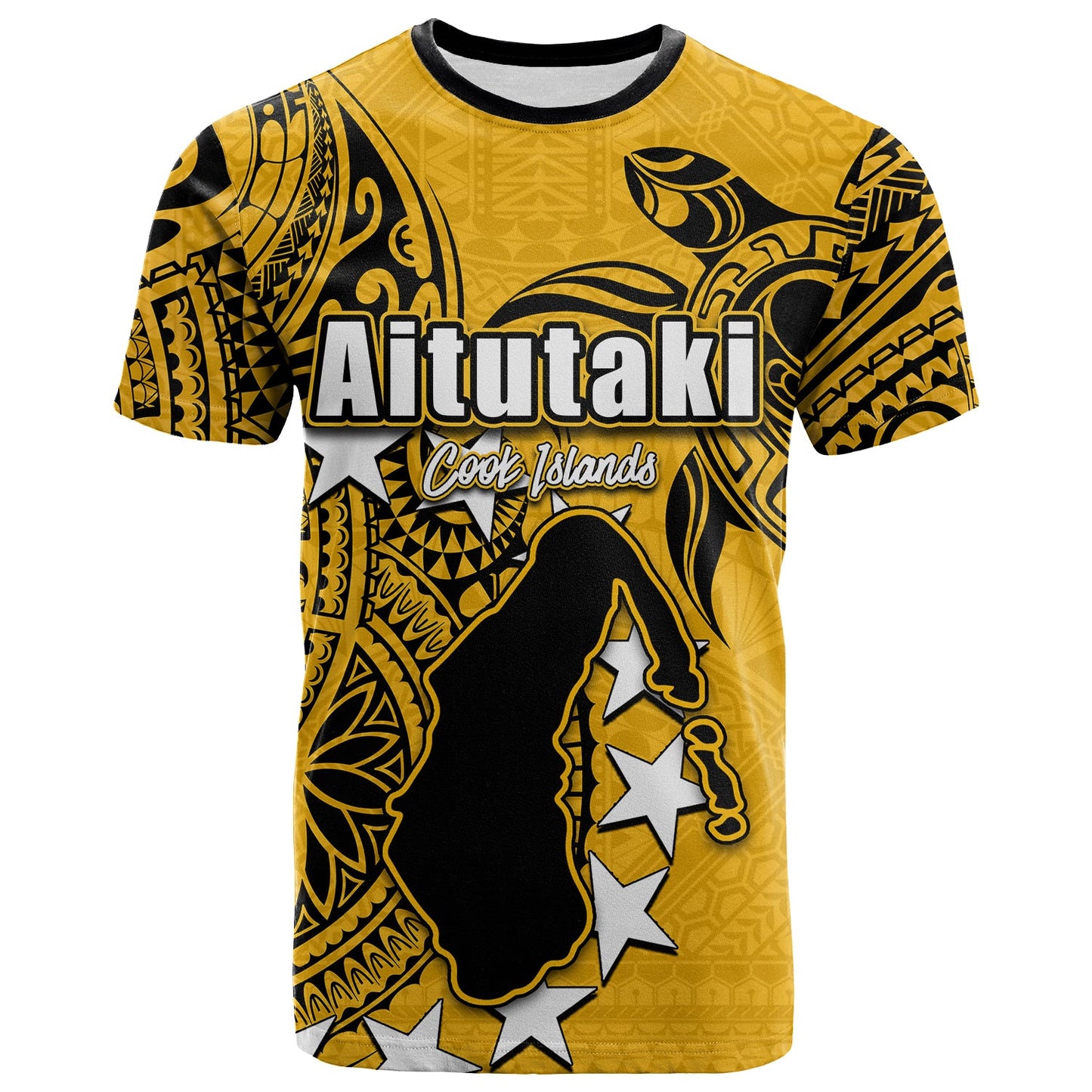 Cook Islands T Shirt Aitutaki Yellow All Over Printed Shirt