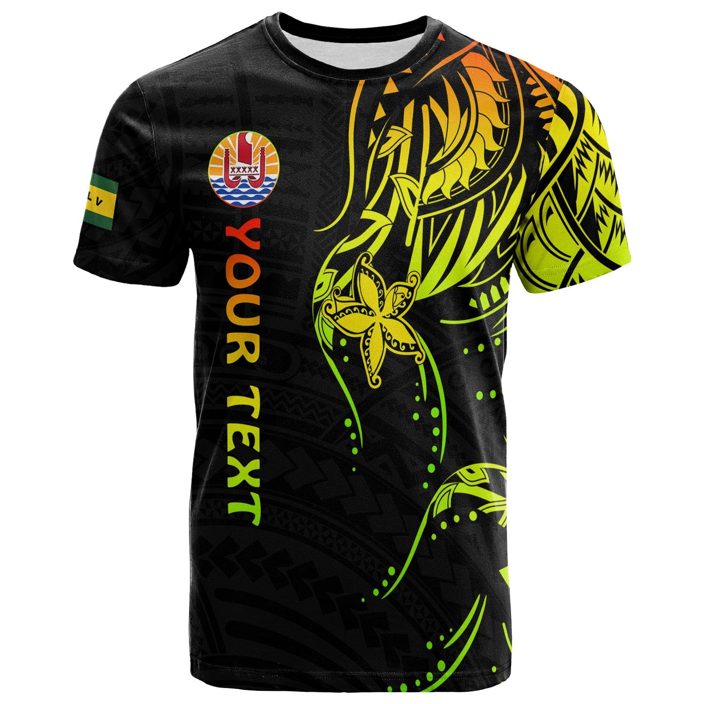 (Custom Personalised) Society Islands T Shirt Mix Pattern Leeward Islands French Polynesia