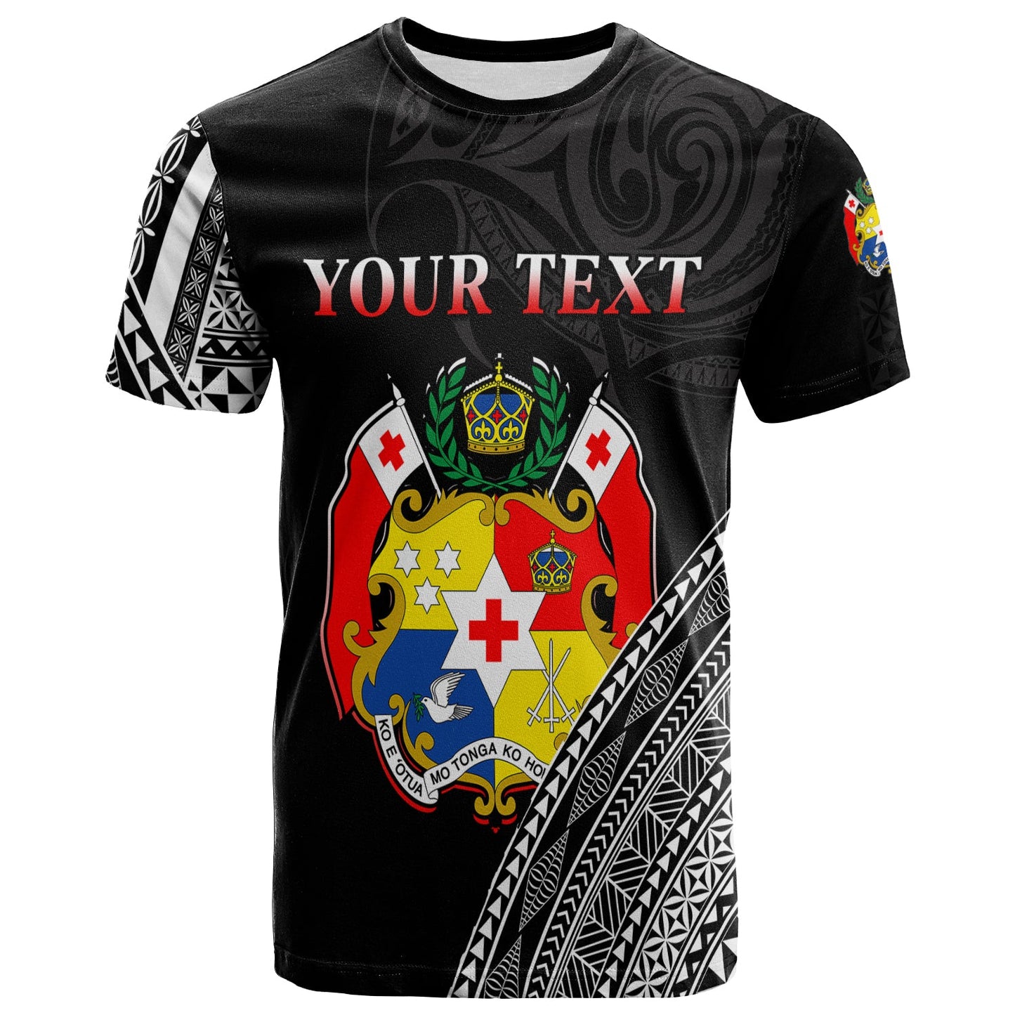Custom Personalised Tonga T Shirt Tongan Pattern Blithesome Version Black