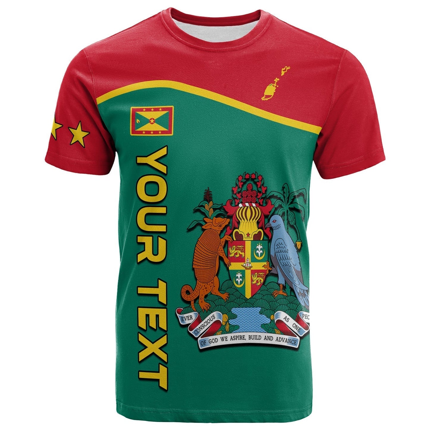 (Custom Personalised) Grenada T Shirt Coat Of Arms and Map Impressive