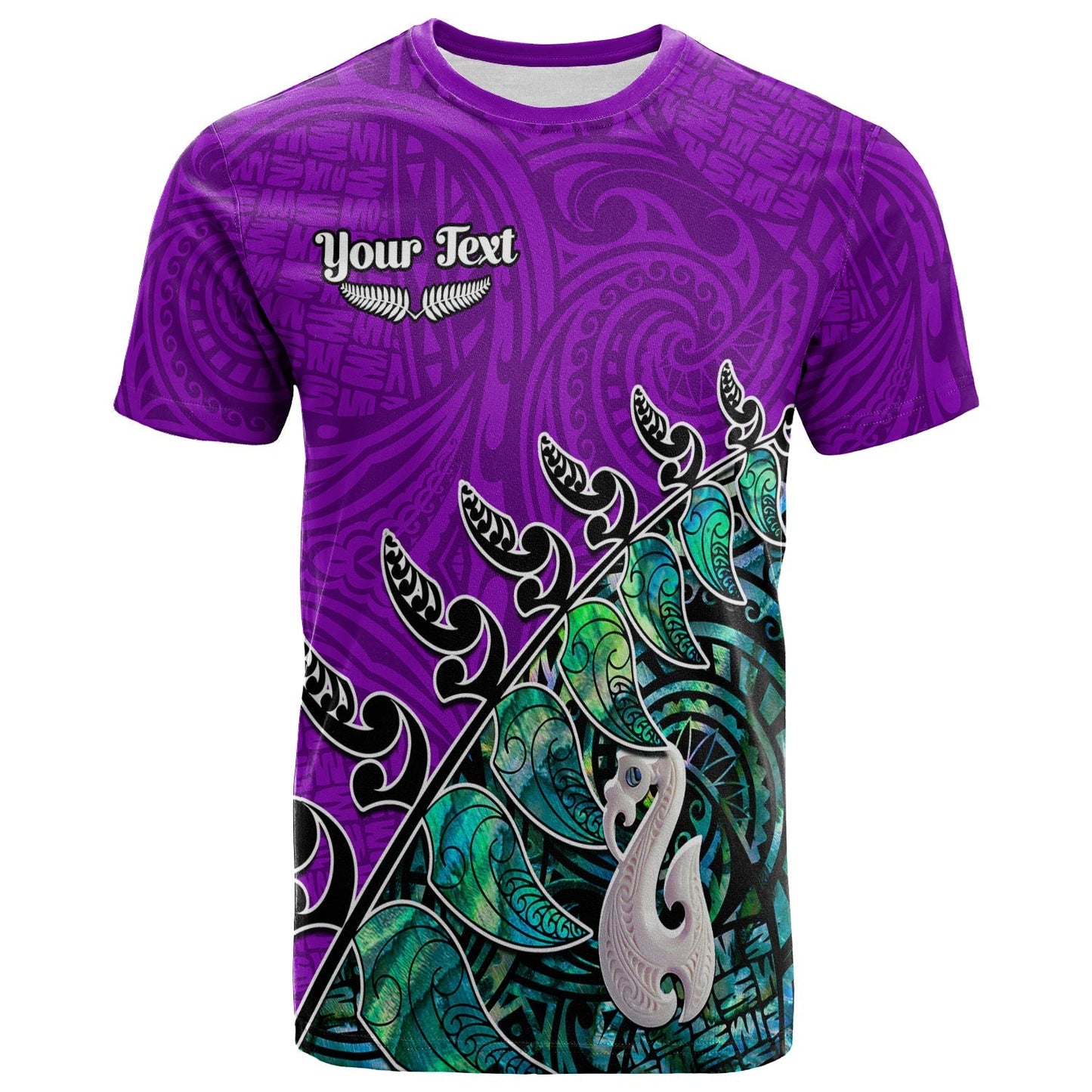 Custom Personalised New Zealand Maori T Shirt Fern And Manaia Version Purple