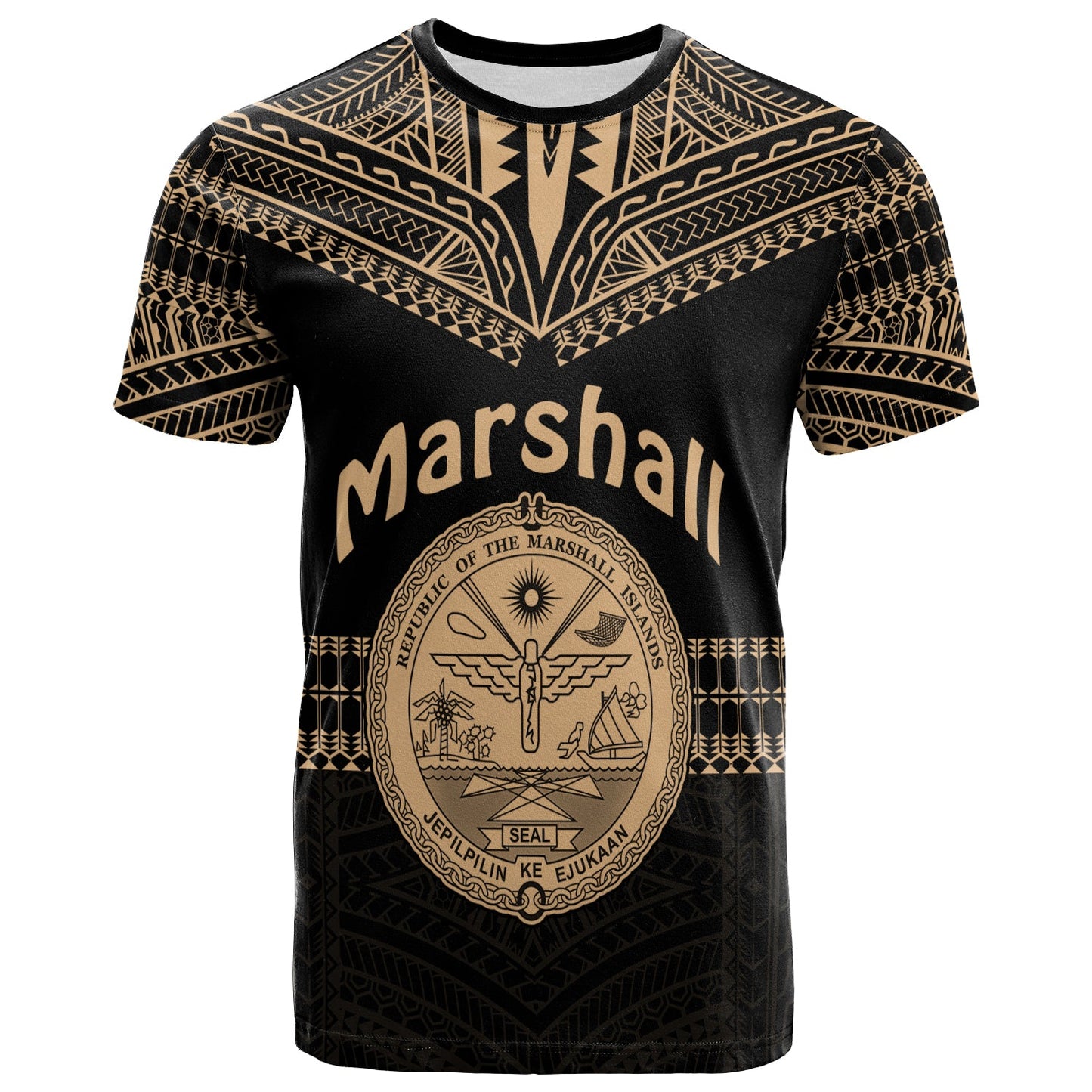 Marshall Islands T Shirt Best Tattoo Version Golden