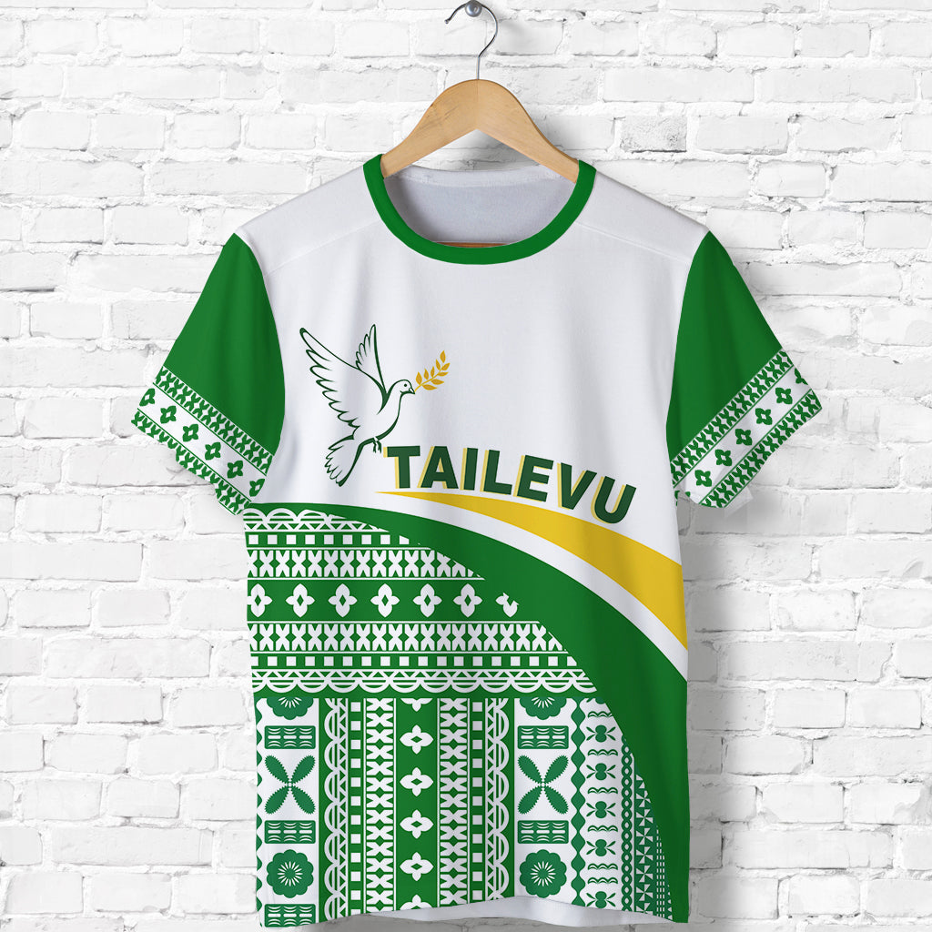 Tailevu Rugby T Shirt Fiji Rugby Tapa Pattern White