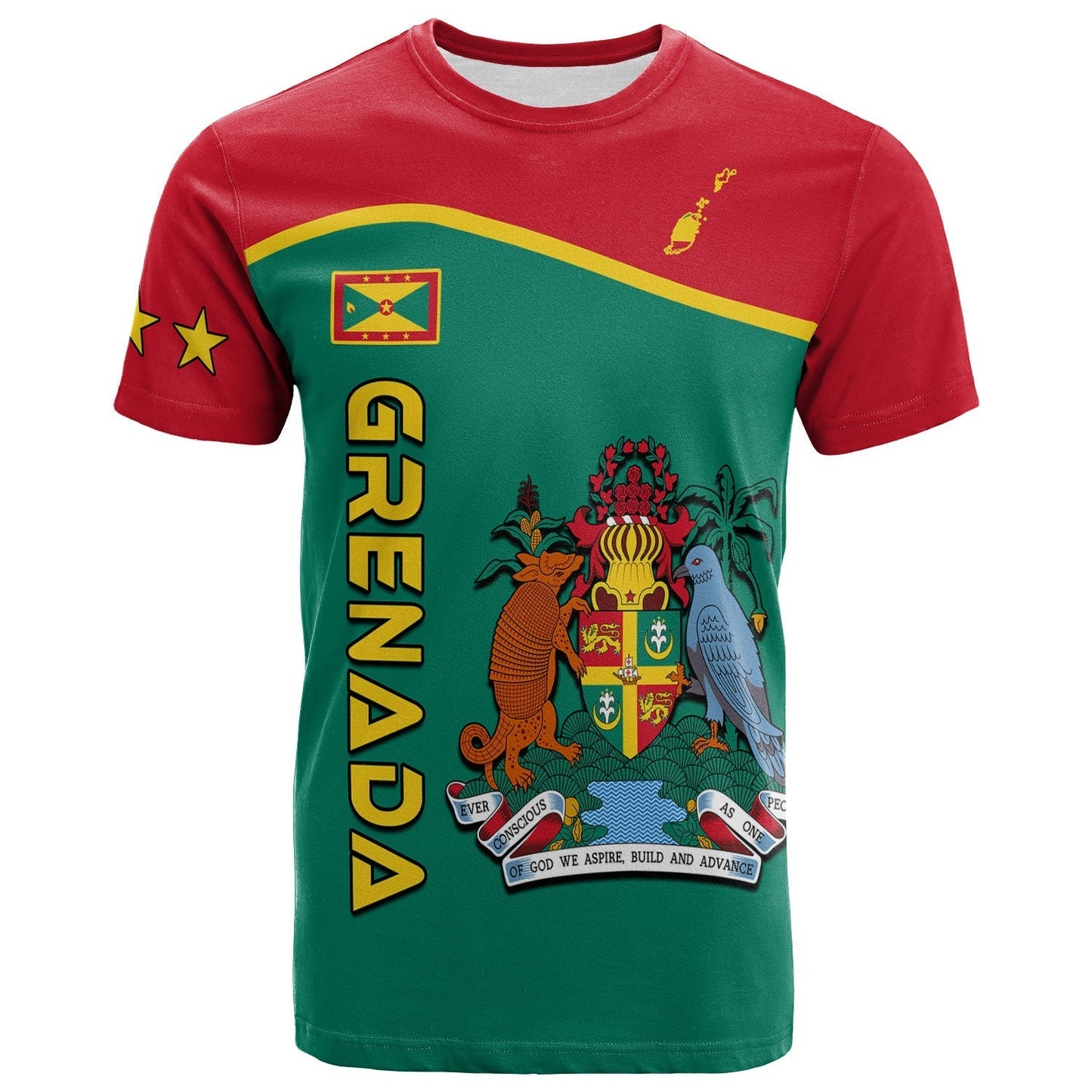 Grenada T shirt Coat of Arms and Map Impressive