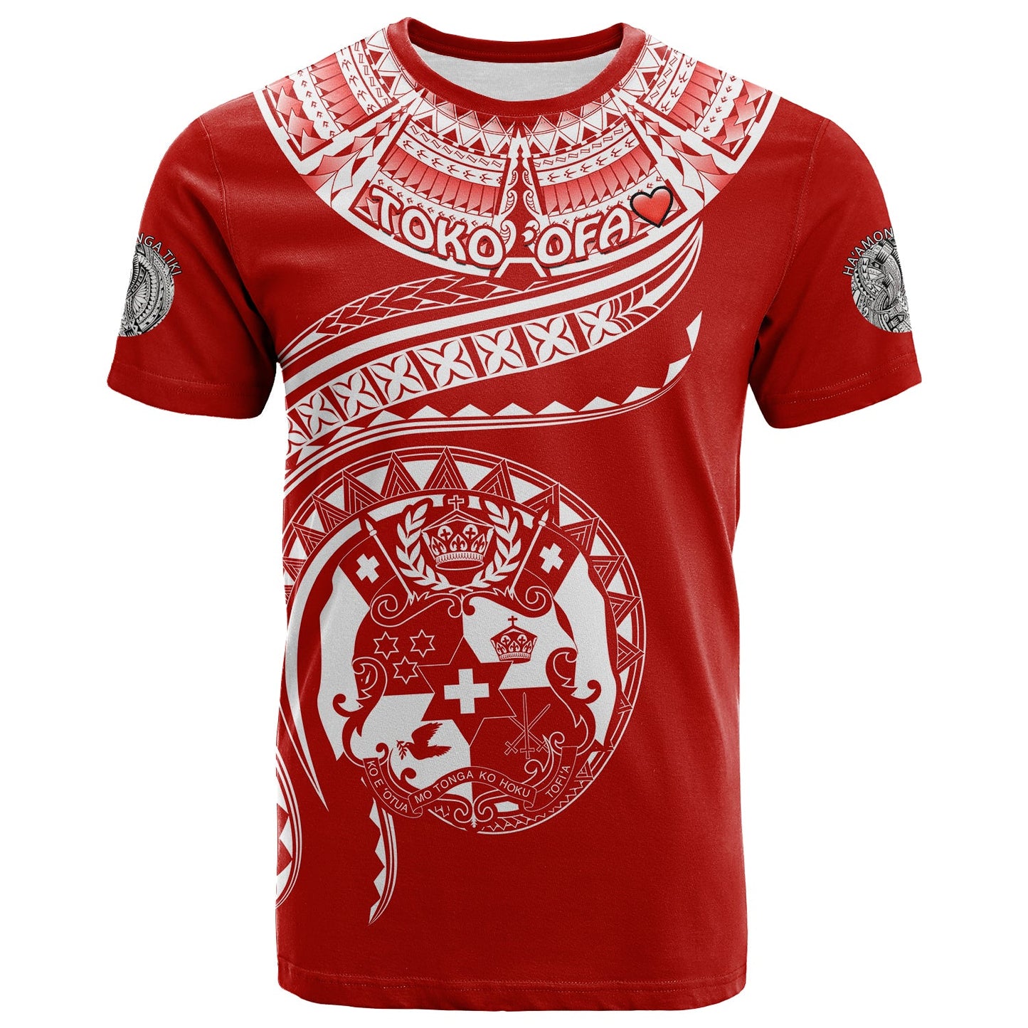 Toko ’Ofa Tonga Polynesian T - Shirt - Tonga Waves Mix Logo Red White