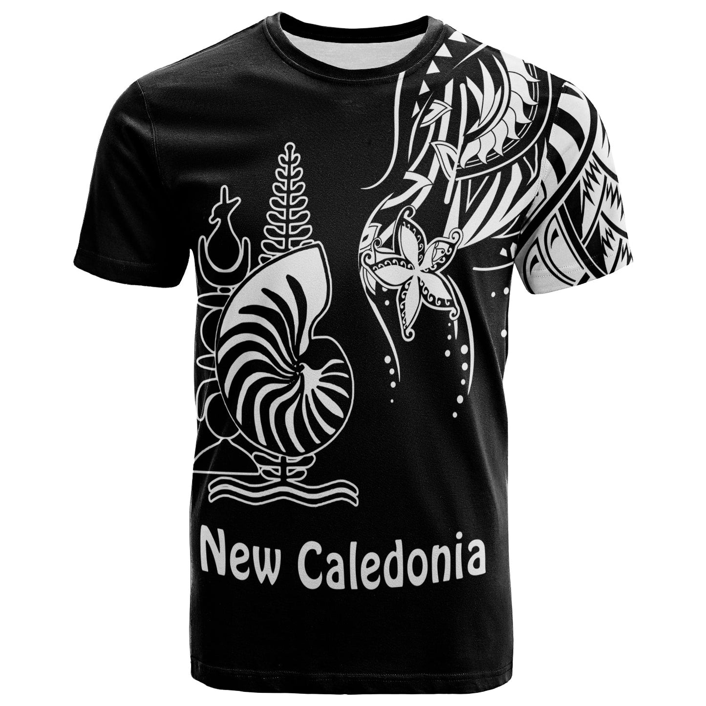 New Caledonia T Shirt Emblem Nautilus Shell Version Black