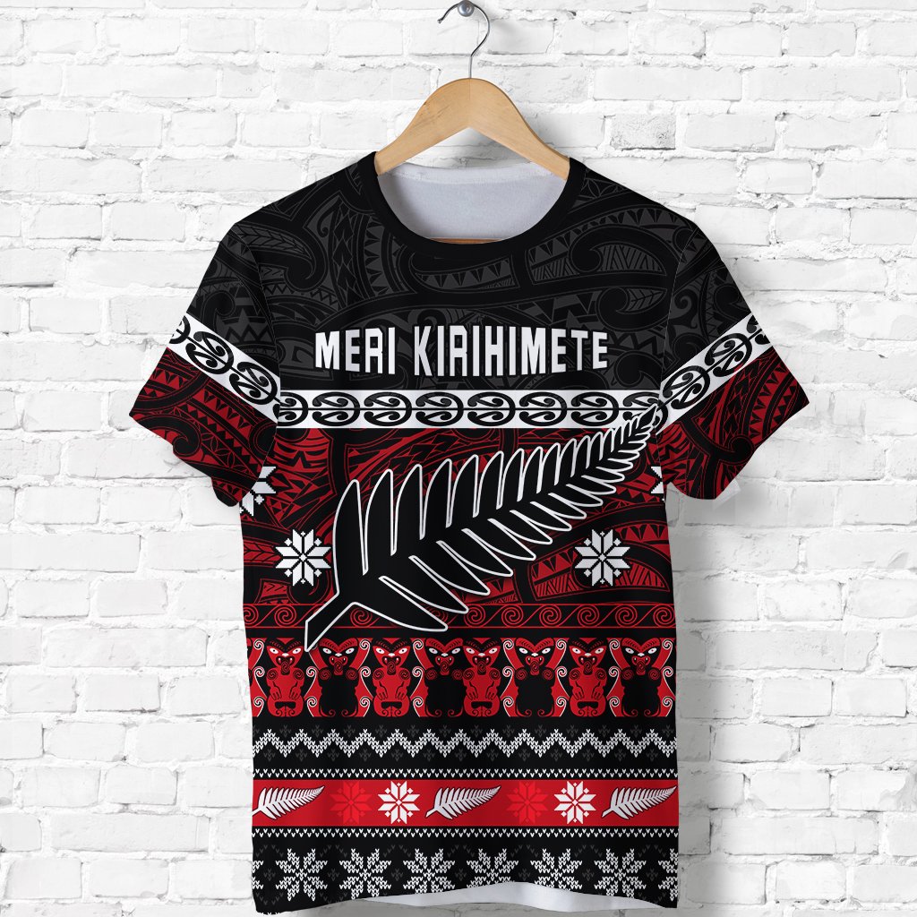 New Zealand Silver Fern Christmas T Shirt Maori Meri Kirihimete