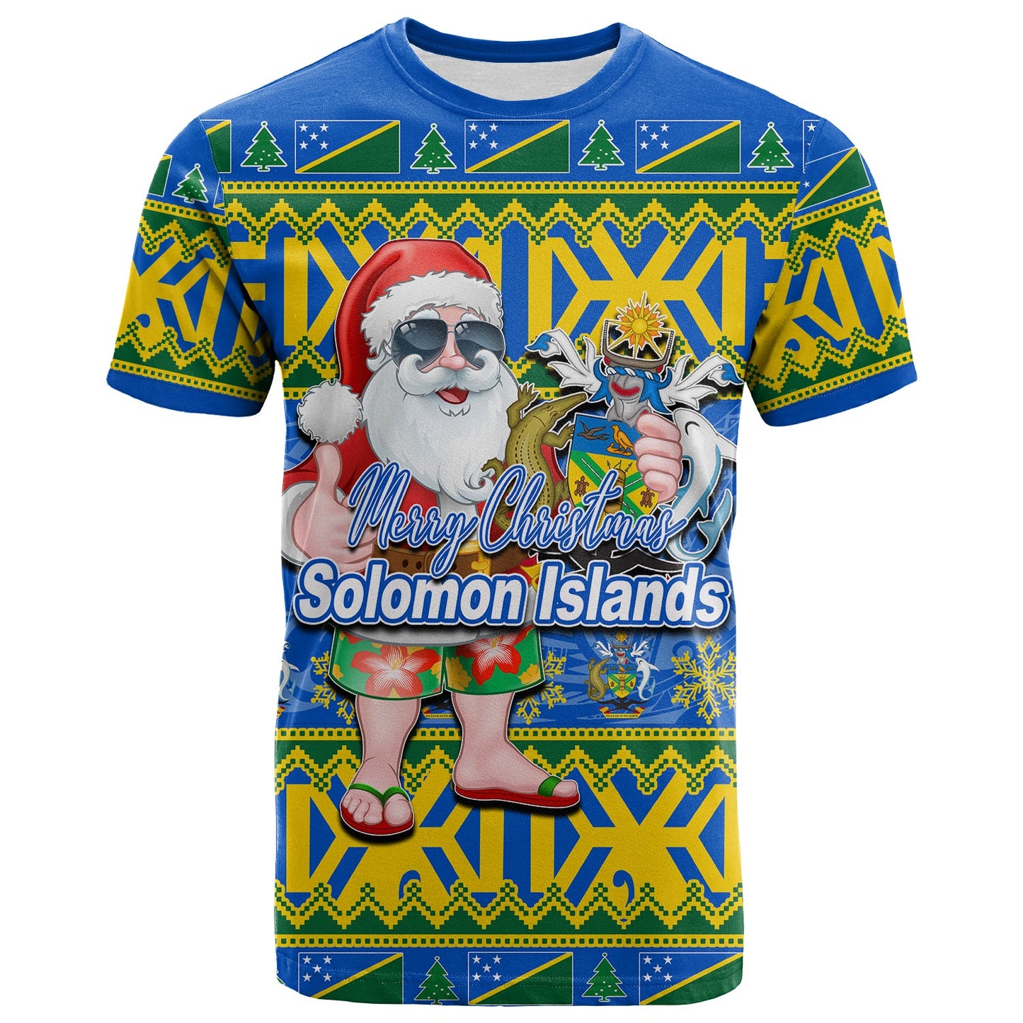 Solomon Islands Christmas T Shirt Cool Santa Claus