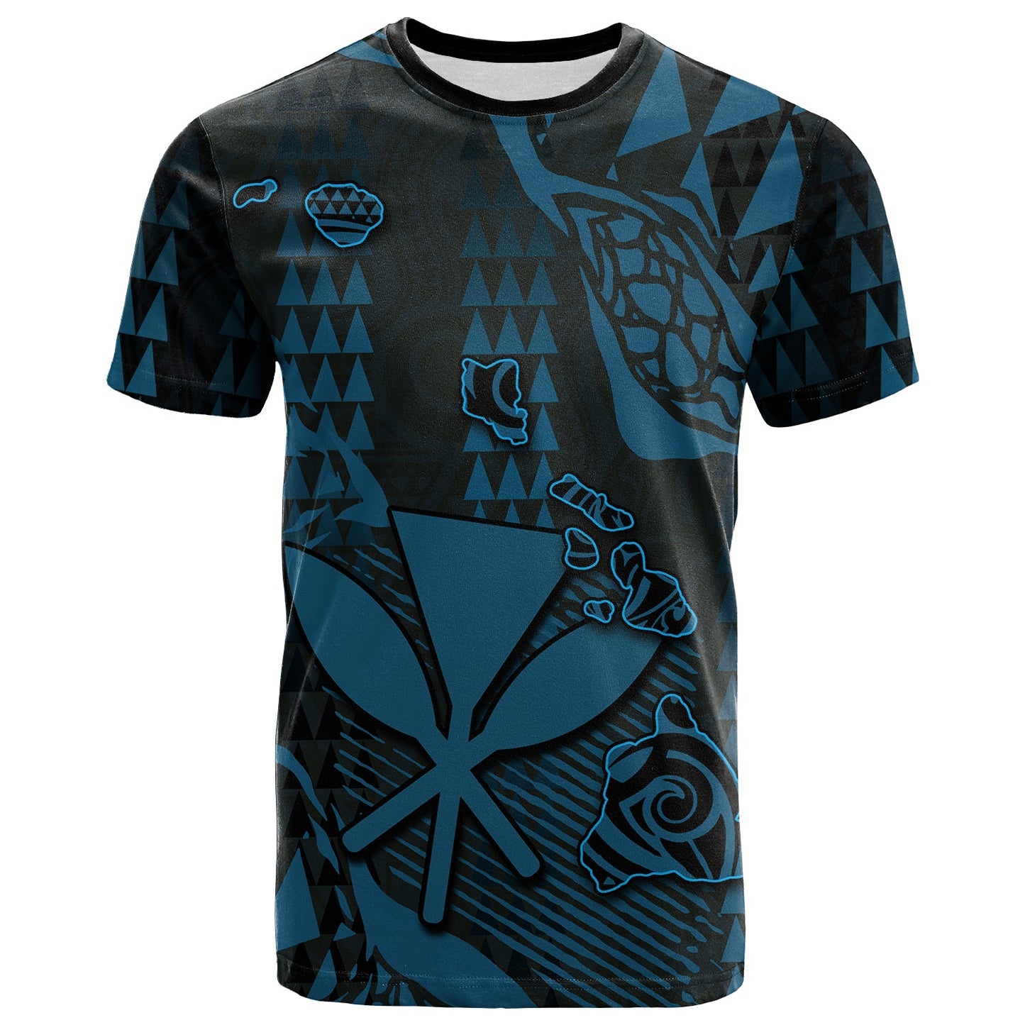 Hawaii Kanaka Map T Shirt Blue Style