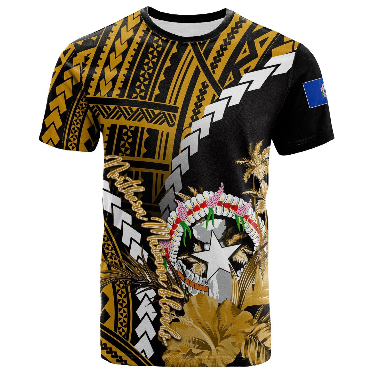 Northern Mariana Islands T Shirt Polynesian Style Gold Color
