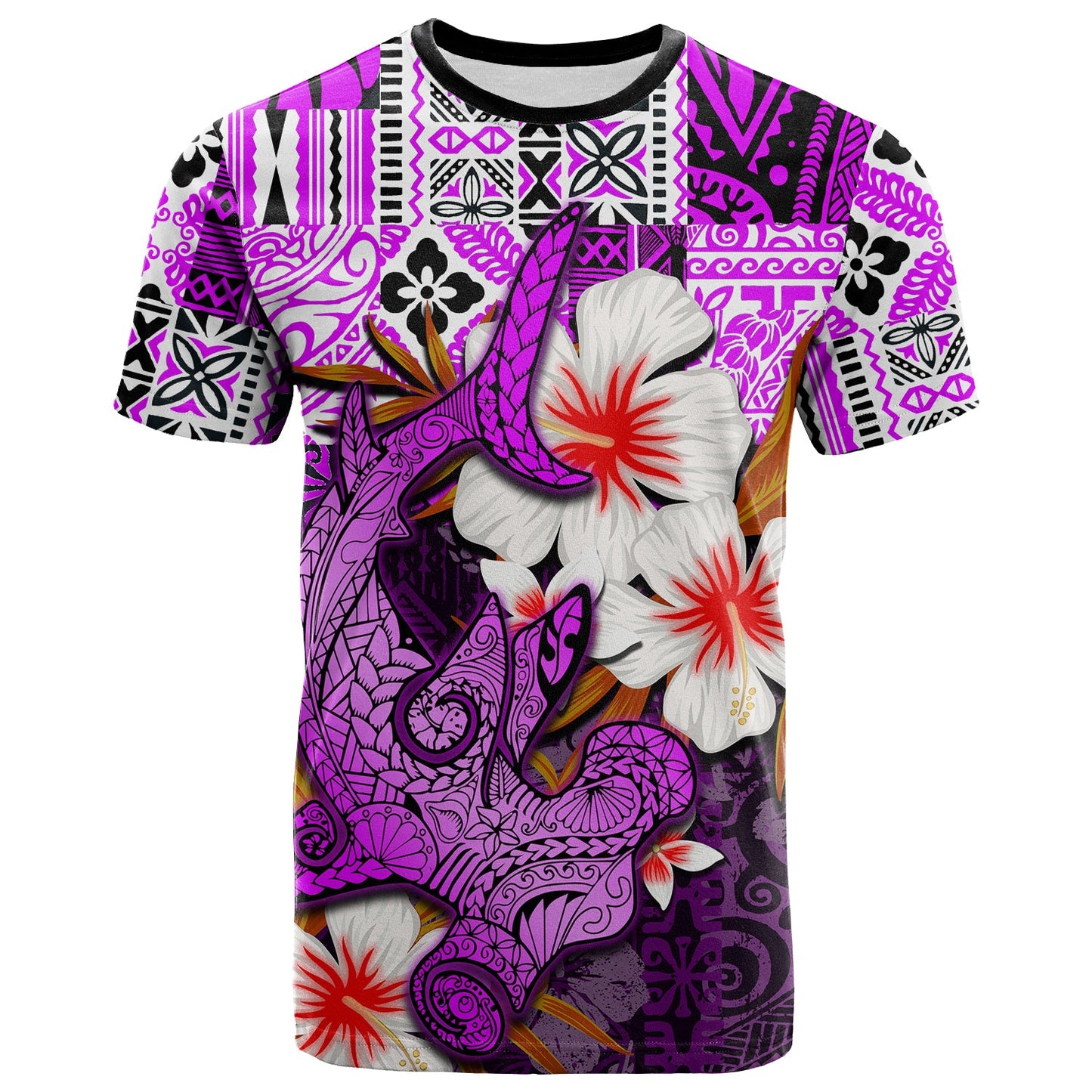 Hammerhead shark T Shirt Hawaii Style Purple