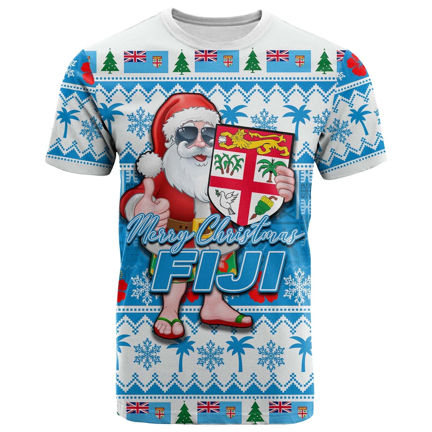 Fiji Christmas T Shirt Cool Santa Claus