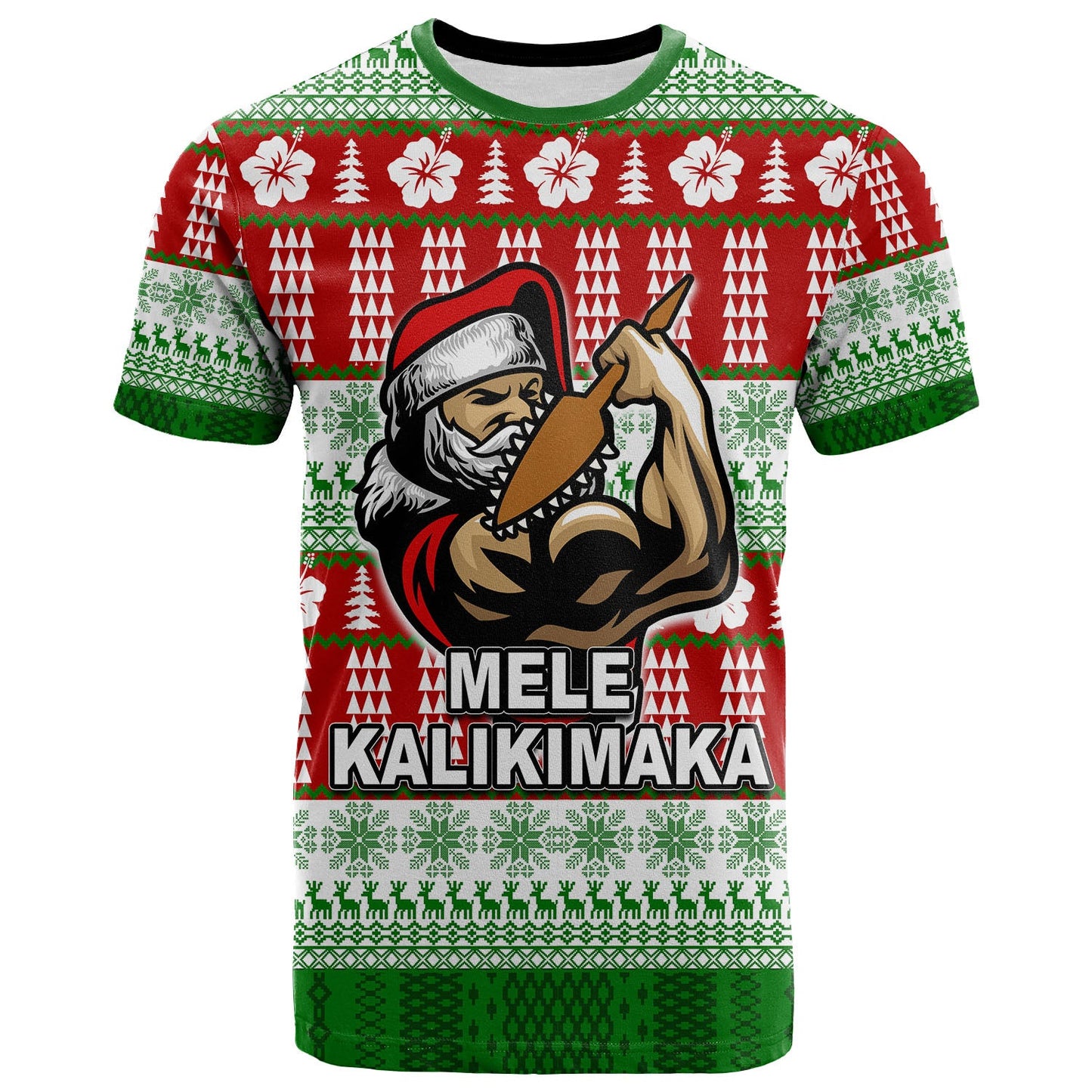 Hawaiian Santa Claus Warrior T Shirt Christmas