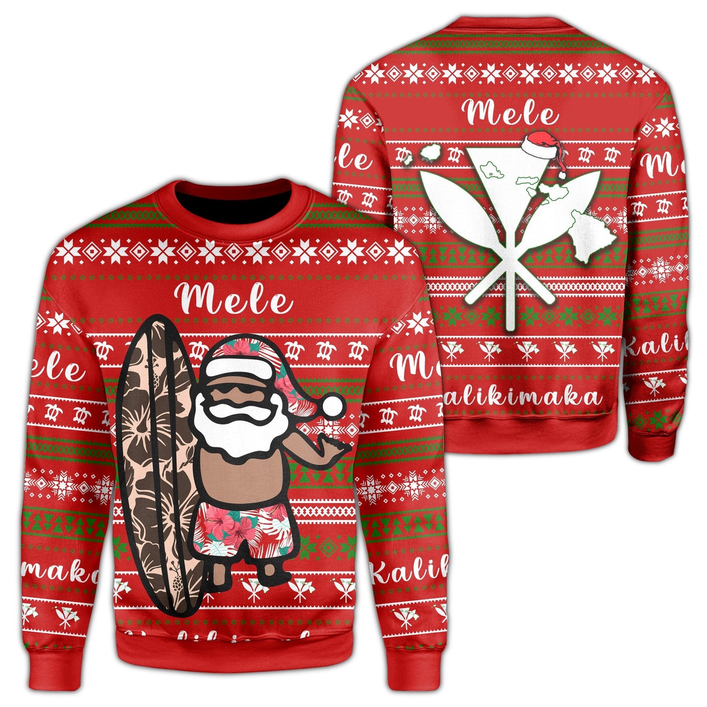 Hawaii Christmas Santa Claus Surf Sweatshirt Fun Style AH