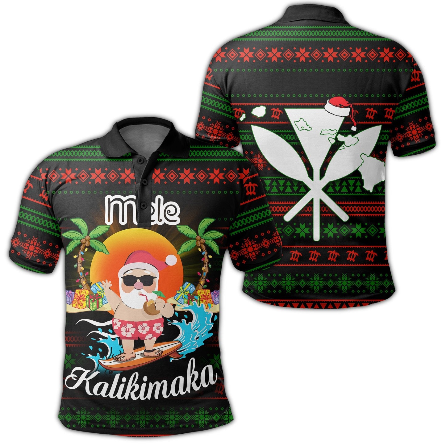 Hawaii Santa Claus Surf Christmas Pattern Polo Shirt - Tan Style - AH