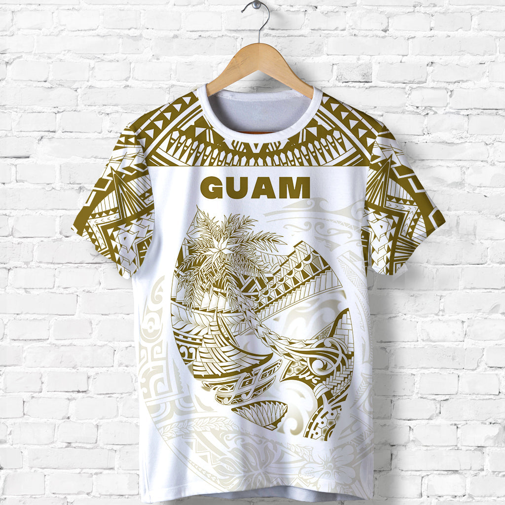 (Custom Personalised) Guam Rugby T Shirt Polynesian Patterns Gold Old