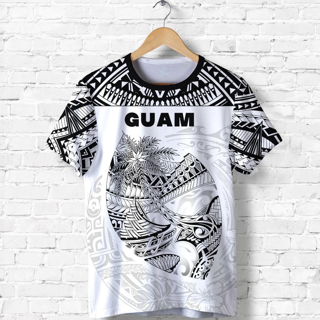 (Custom Personalised) Guam Rugby T Shirt Polynesian Patterns White