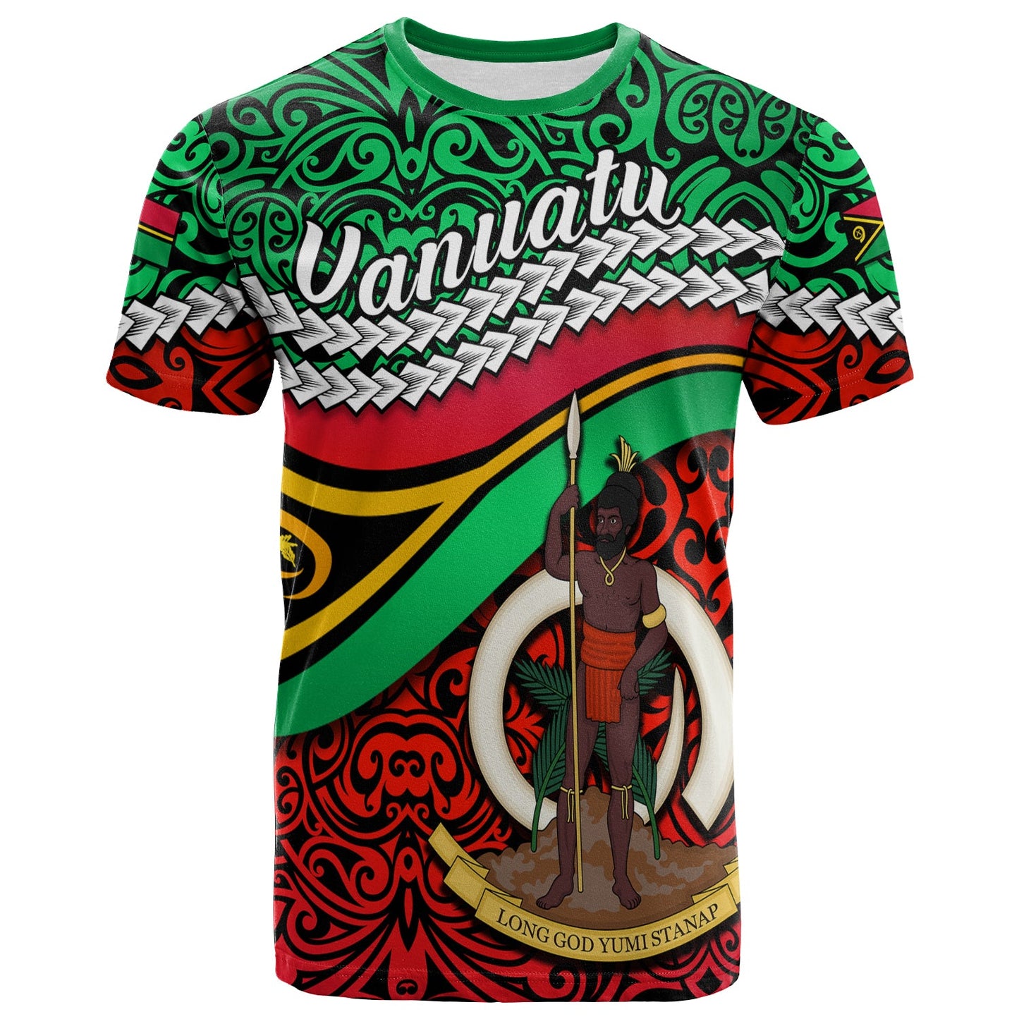 Proud Vanuatu T Shirt Pattern Mix Flag