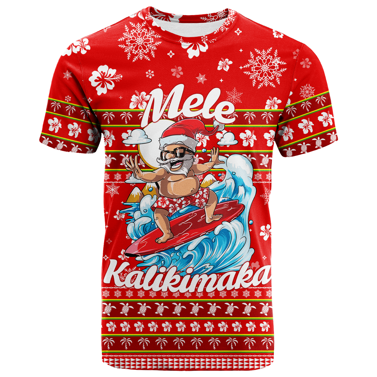 Hawaii Christmas Santas Surf Mele Kalikimaka T Shirt